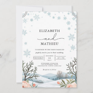 Invitation Mariage des flocons de neige hiver givrés