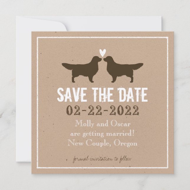 Invitation Mariage des Golden Retrievers Enregistrez la date (Devant)