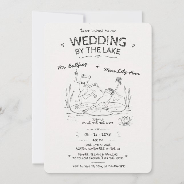 Invitation Mariage des Grenouilles Danseuses au bord du Lac (Devant)