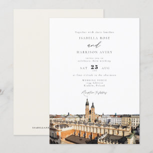 Invitation Mariage des immeubles Watercolor Kraków Skyline