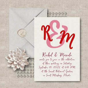 Invitation Mariage des initiales de l'esperluette dessinée à