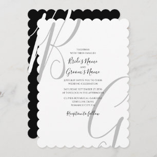 Invitation Mariage des initiales du monogramme noir et blanc