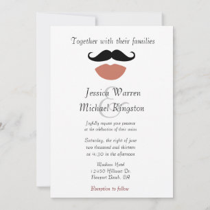 Invitation Mariage des lèvres rouges des moustaches
