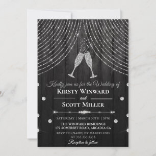 Invitation Mariage des lunettes de rideau en diamant noir en