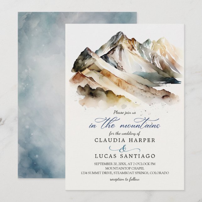 Invitation Mariage des montagnes Rocheuses (Devant / Derrière)