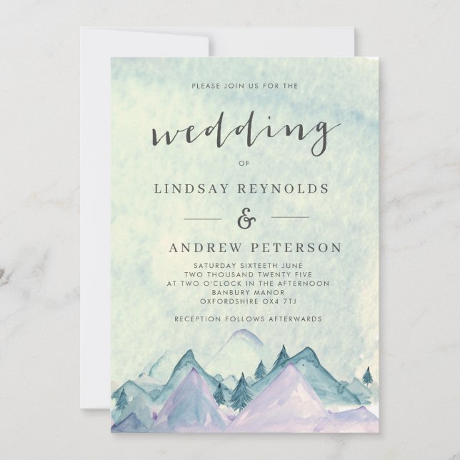 Invitation Mariage des monts Watercolor (Devant)