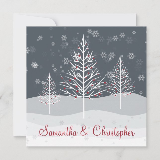 Invitation Mariage des neiges et des arbres d'hiver (Devant)