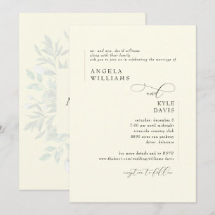 Invitation Mariage des parents de la mariée avec verdure jaun