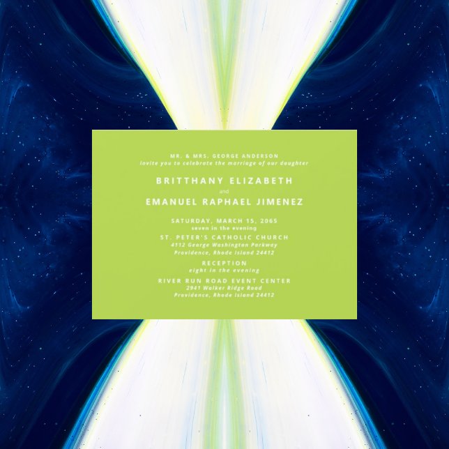 Invitation Mariage des parents de la mariée Chartreuse modern (Créateur téléchargé)