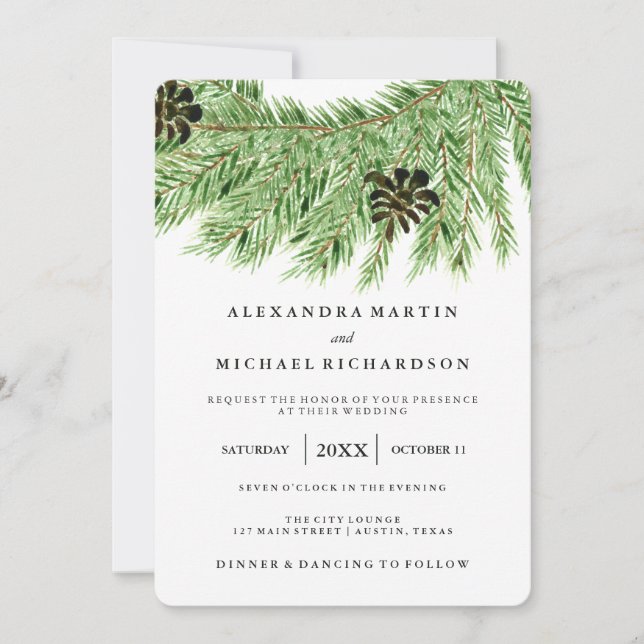 Invitation Mariage des pins d'hiver (Devant)