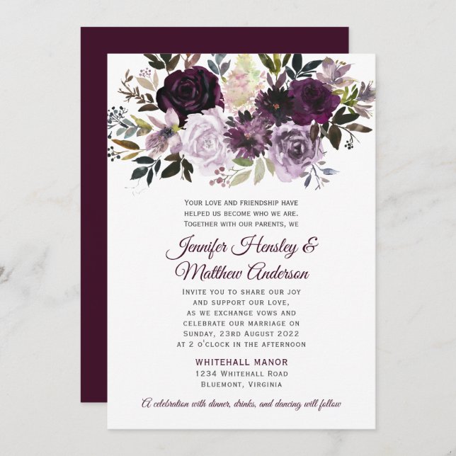 Invitation Mariage des Roses de Lavender Pink White Peonies (Devant / Derrière)
