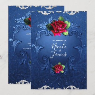 Invitation Mariage des Roses rouges ornementales Vintages