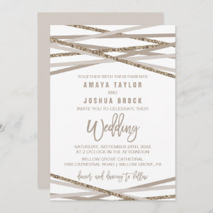 Invitation Mariage des Streamers Champagne et Ivory