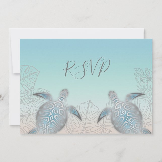Invitation Mariage des tortues de mer en argent Turquoise Bea (Dos)