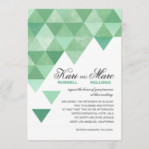 Invitation Mariage des triangles géométriques  vert menthe