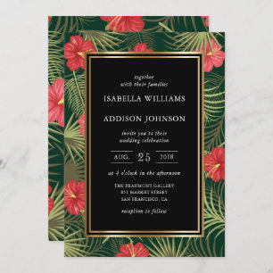 Invitation Mariage des zones tropicales d'hibiscus et de palm