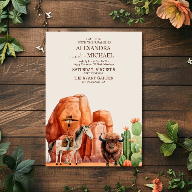 Invitation Mariage Désert Cactus Canyon Occidental (Créateur téléchargé)