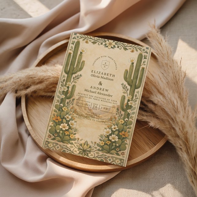 Invitation Mariage Désertique Botanique Terreux (Créateur téléchargé)