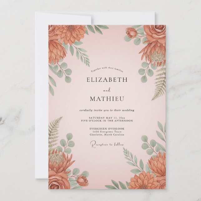 Invitation Mariage Désertique Terracotta Radieux (Devant)