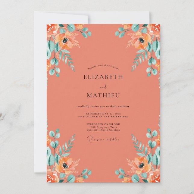Invitation Mariage Désertique Vibrant en Terracotta (Devant)