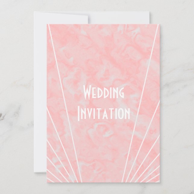 Invitation Mariage design Art déco en marbre rose (Devant)