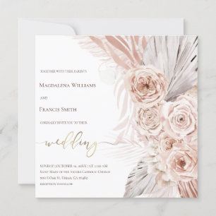 Invitation mariage design de fleurs boho