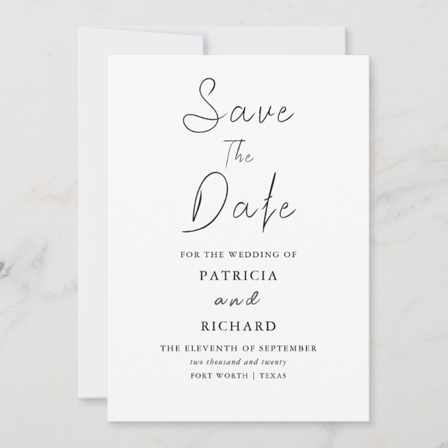 Invitation Mariage Design Moderne Enregistrer La Date Non Pho (Devant)