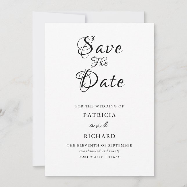Invitation Mariage Design Moderne Enregistrer La Date Non Pho (Devant)