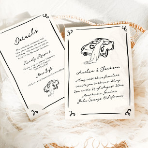 Invitation Mariage Dessiné à la Main de Fantaisie