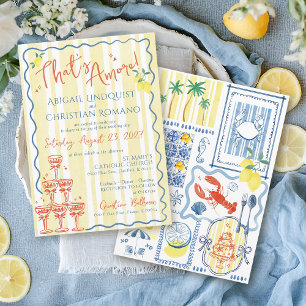 Invitation Mariage Dessiné à la Main Italian Lemon Blue C'est