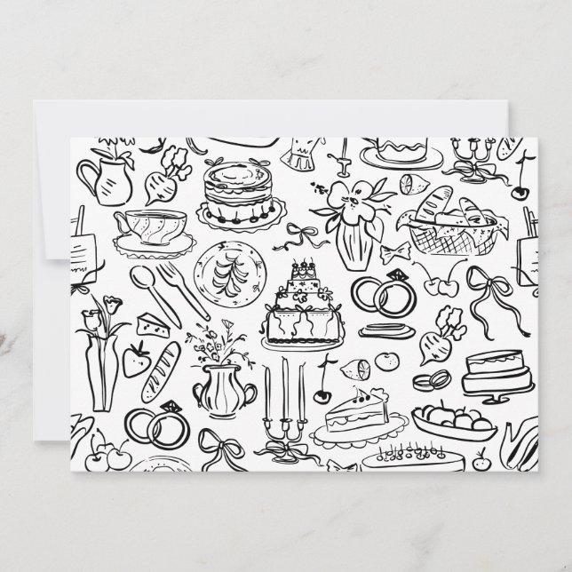Invitation mariage dessiné à la main végan végétarien (Devant)