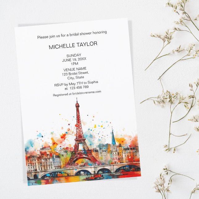 Invitation Mariage Destination moderne Paris Tour Eiffel (colorful funny modern paris eiffel tower)