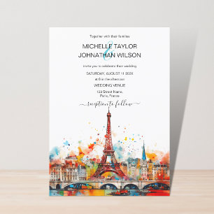 Invitation Mariage Destination moderne Paris Tour Eiffel