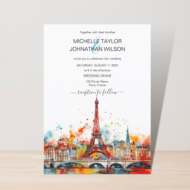 Invitation Mariage Destination moderne Paris Tour Eiffel (Créateur téléchargé)