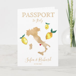 Invitation Mariage Destination Passeport Gold Capri Italie