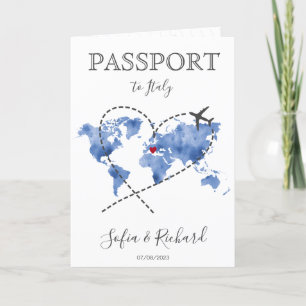 Invitation Mariage Destination Passport Blue World Map Invita