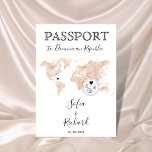 Invitation Mariage Destination Passport Blush World Map Peach<br><div class="desc">Carte du monde moderne et élégant Invitation Mariage Destination,  comme passeport. Carte du monde de l'aquarelle</div>