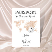 Mariage Destination Passport Blush World Map Peach