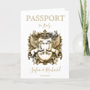 Invitation Mariage Destination Passport Gold Crest