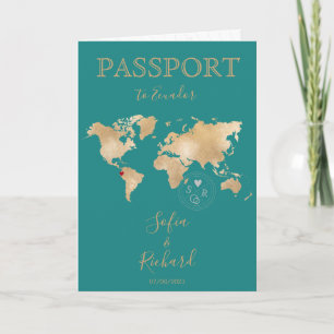 Invitation Mariage Destination Passport Gold World Map Invita