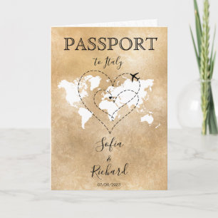 Invitation Mariage Destination Passport Gold World Map Invita