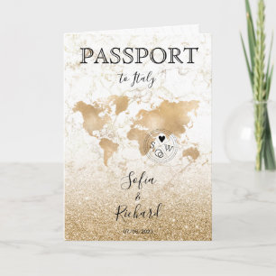 Invitation Mariage Destination Passport Gold World Map Invita
