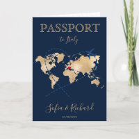 Mariage Destination Passport Gold World Map Invita
