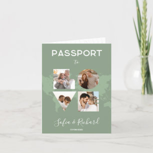 Invitation Mariage Destination Passport Sage World Map LOVE