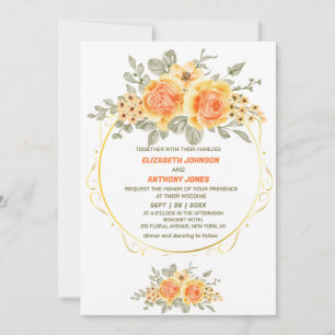 Invitation mariage d'été à fleurs orange et jaune