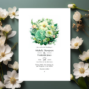 Invitation Mariage d'été à la menthe verte et à l'oie