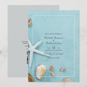 Invitation Mariage d'été à la plage avec réponse QR Code