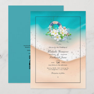 Invitation Mariage d'été à la plage avec réponse QR Code RSVP