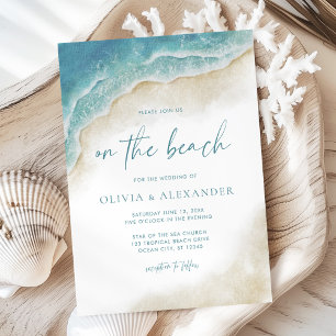 Invitation Mariage d'été à l'aquarelle sur la plage