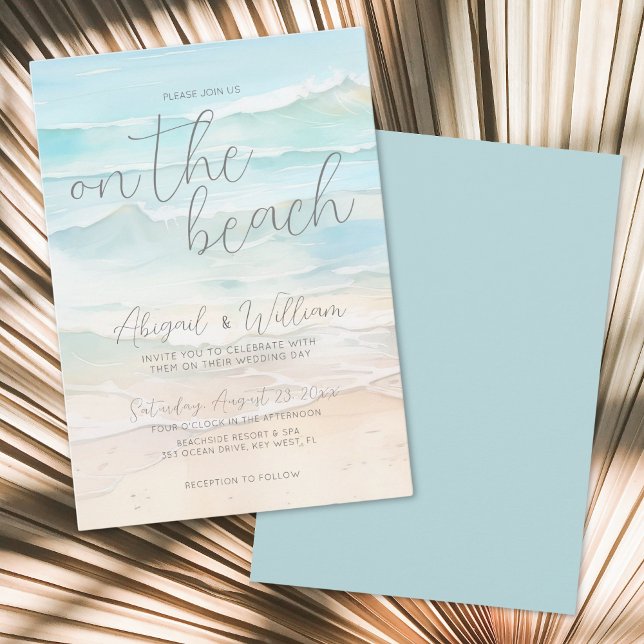 Invitation Mariage d'été à l'aquarelle sur la plage (Watercolor Summer On The Beach Wedding Invitation)